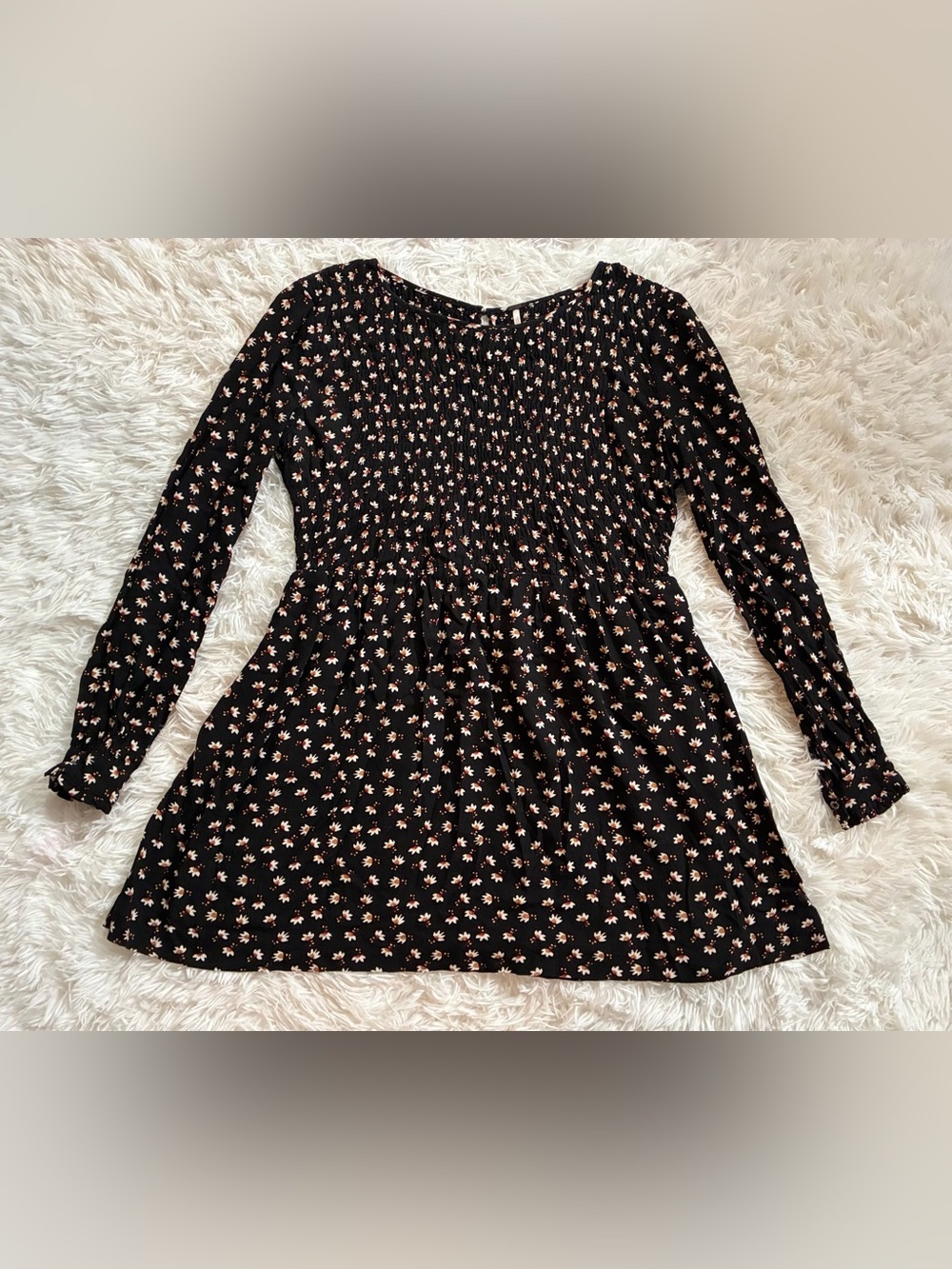 Free People Cottage Boho Whimsigoth Vamp Flowy 90s Grunge Prairie Floral Dress S